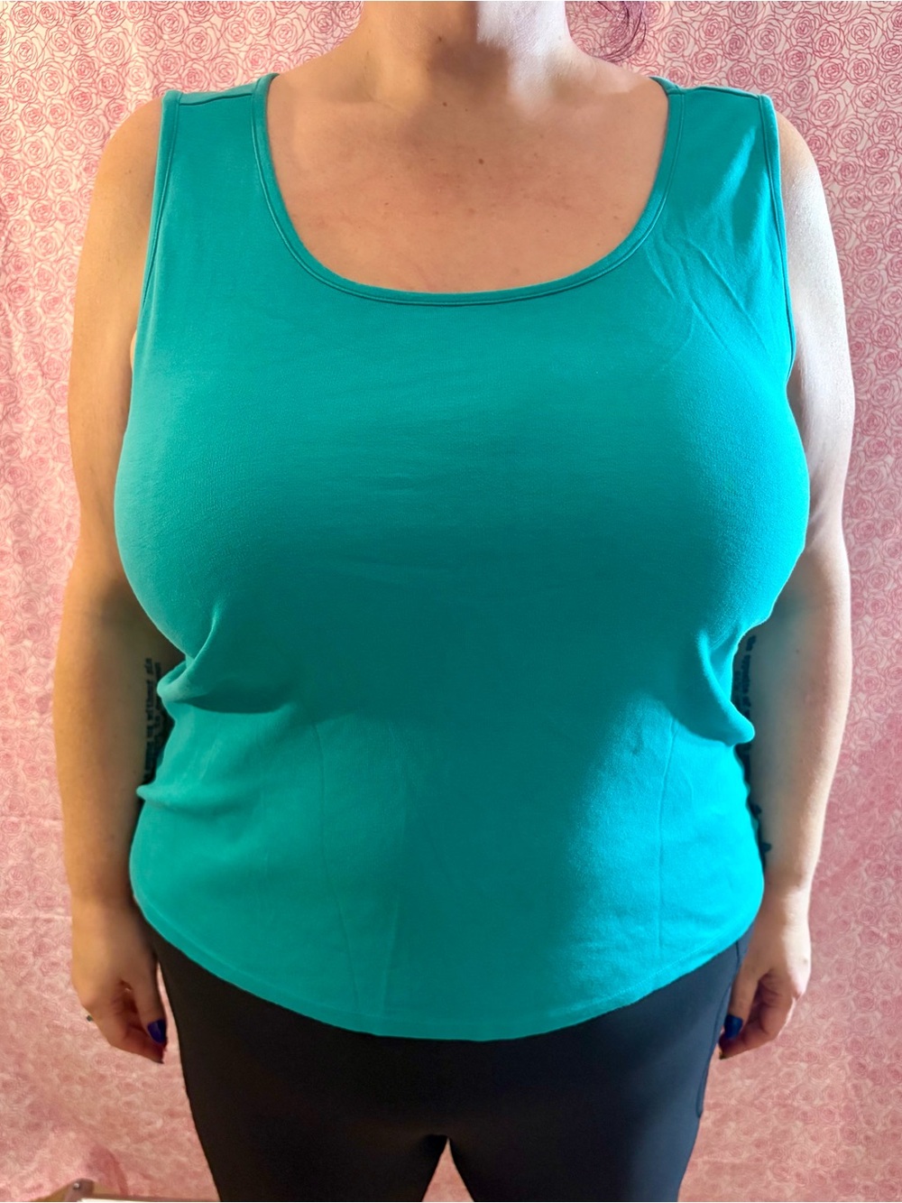 3/$15 Lands' End Women's Scoop Neck Tank Top in Teal Green